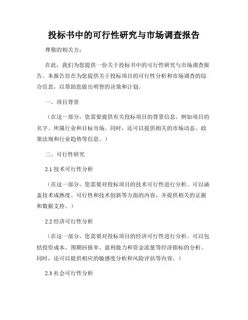 投标书中的可行性研究与市场调查报告
