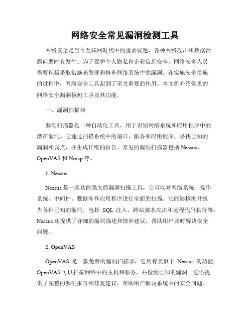 网络安全常见漏洞检测工具
