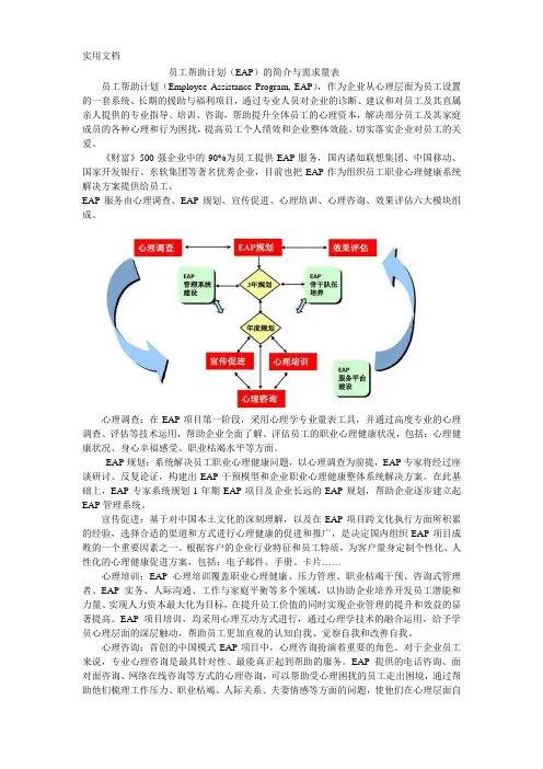 员工帮助计划(EAP)的简介与需求量表