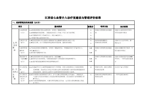 江西心血管介入诊疗室建设和管理评价标准