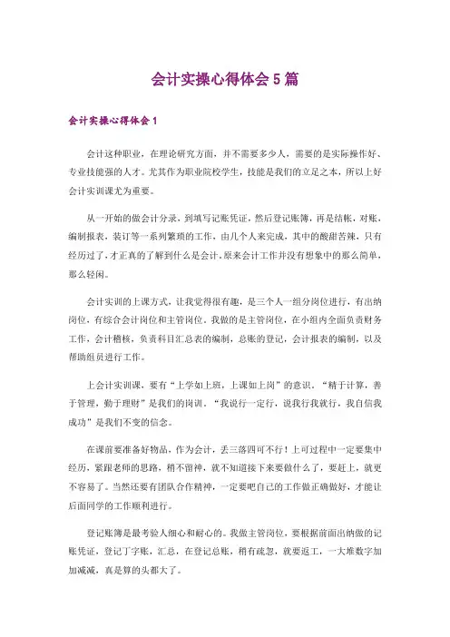 会计实操心得体会5篇