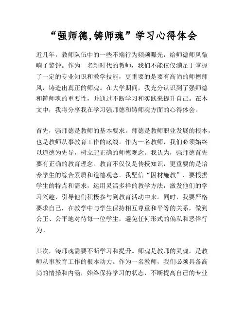 “强师德,铸师魂”学习心得体会