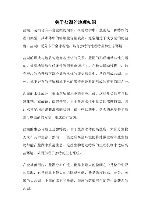 关于盐湖的地理知识