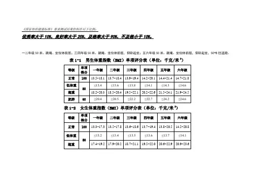 评分标准,及优秀良好及格率等说明(打印版)