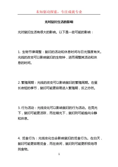 光对鼠妇生活的影响