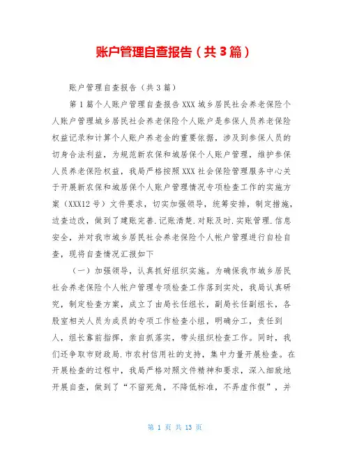 账户管理自查报告(共3篇)