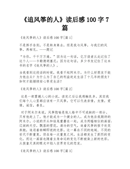 《追风筝的人》读后感100字7篇 