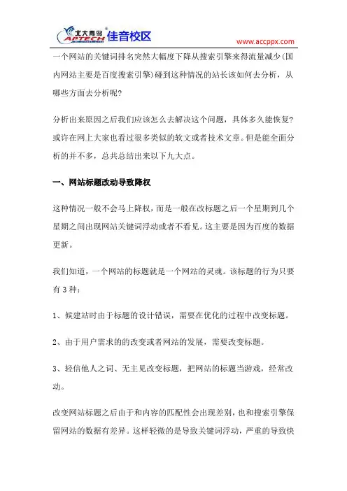 关键词降权排名倒退解决方法!