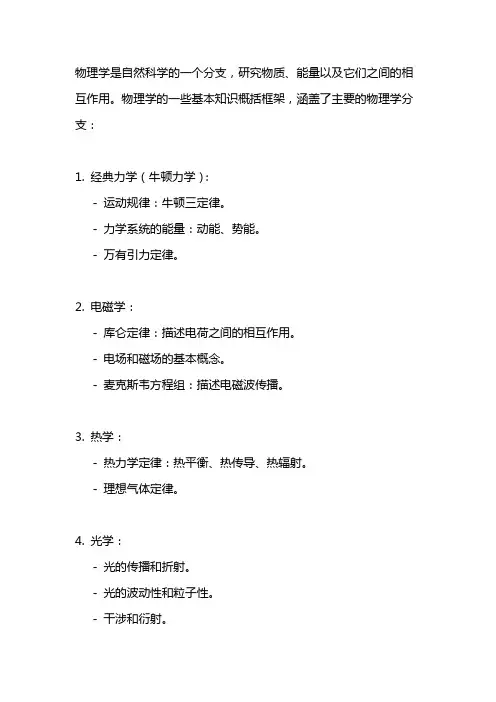 物理知识概括框架