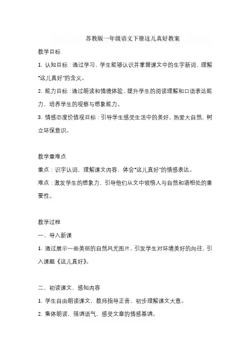苏教版一年级语文下册这儿真好教案