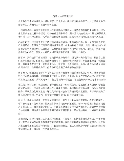 小战练兵活动感想日记