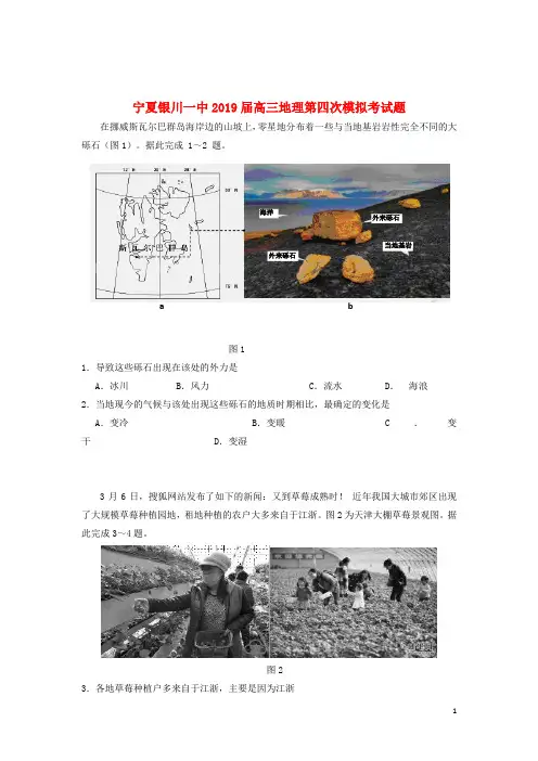 宁夏银川一中2019届高三地理第四次模拟考试题201911080349