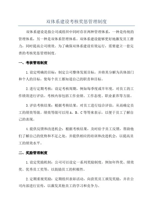 双体系建设考核奖惩管理制度