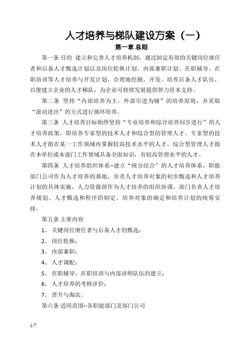 人才培养与梯队建设方案