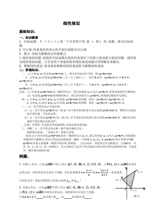 高中数学线性规划各类习题精选