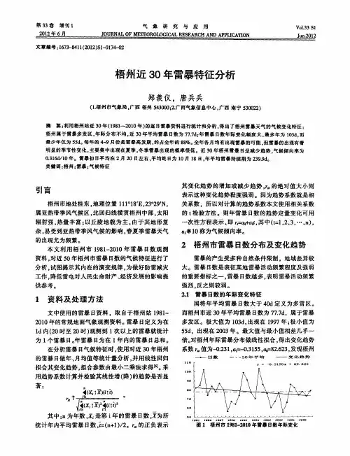 梧州近30年雷暴特征分析