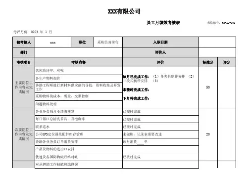 采购员绩效考核表
