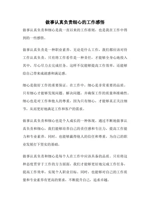 做事认真负责细心的工作感悟