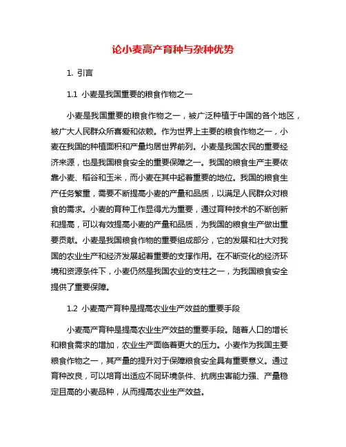 论小麦高产育种与杂种优势