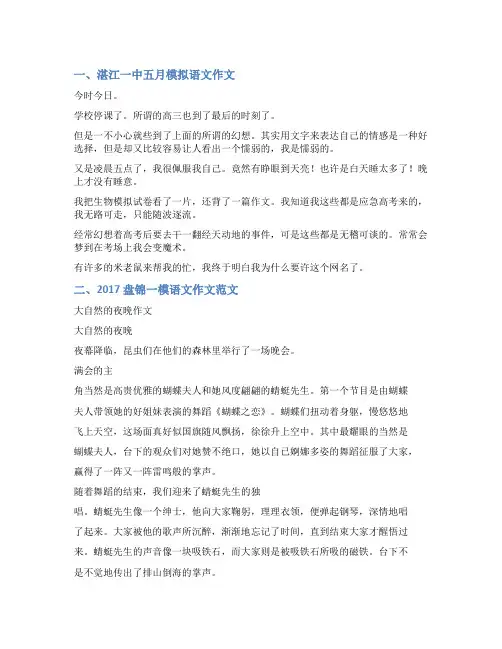 湛江一模语文作文范文