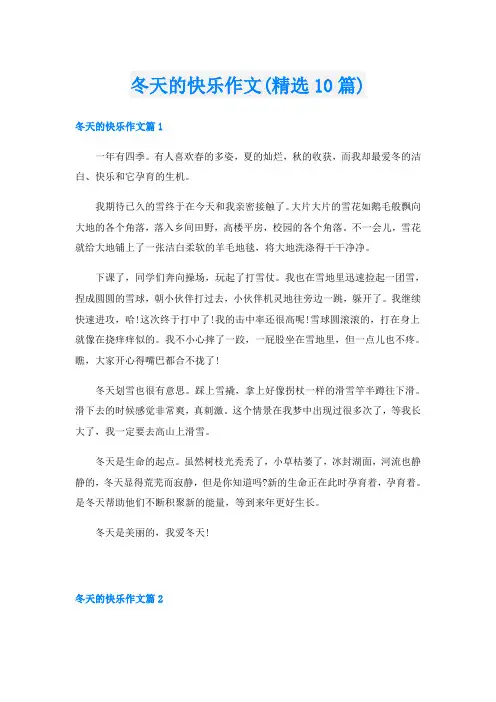 冬天的快乐作文(精选10篇)