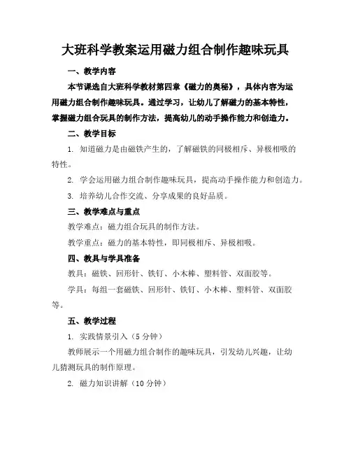 大班科学教案运用磁力组合制作趣味玩具