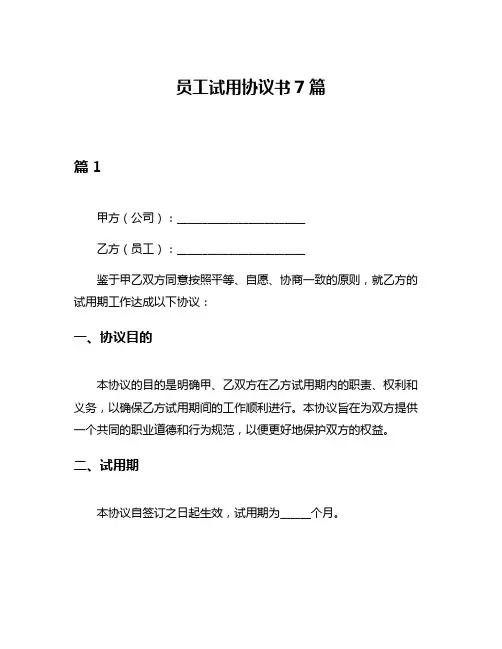 员工试用协议书7篇