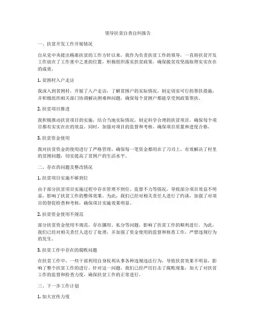 领导扶贫自查自纠报告