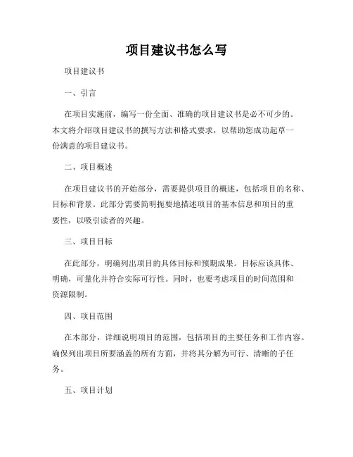 项目建议书怎么写