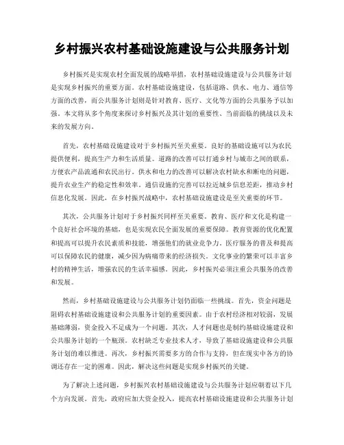 乡村振兴农村基础设施建设与公共服务计划