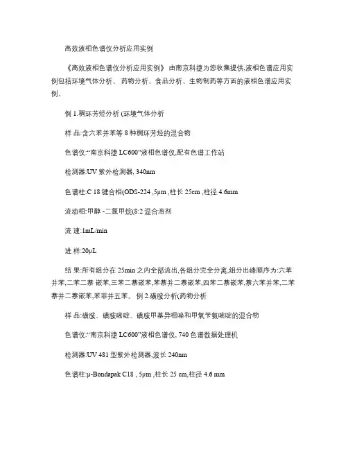 高效液相色谱仪分析应用实例