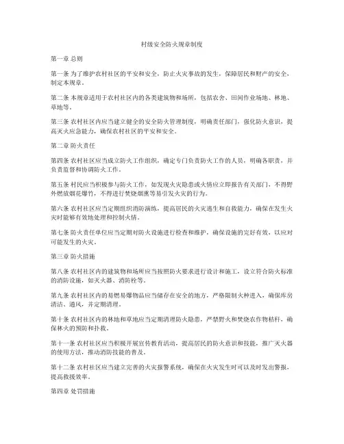 村级安全防火规章制度