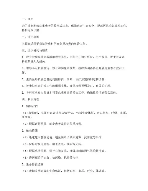 肿瘤危重患者应急预案