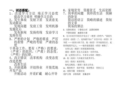 词语搭配和句子练习