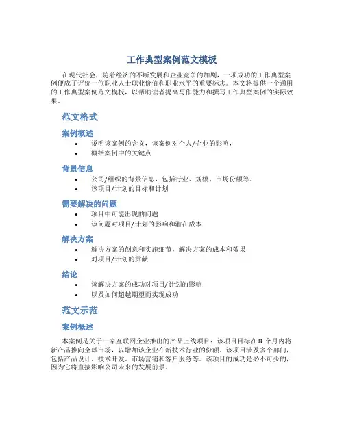 工作典型案例范文模板