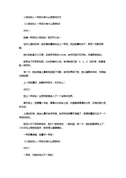 小朋友刚入一年级你有什么感想吗作文