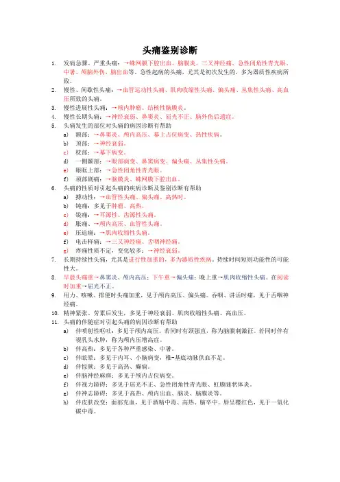 头疼的鉴别