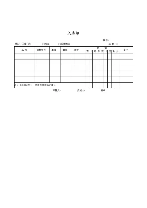 仓库管理表格出入库