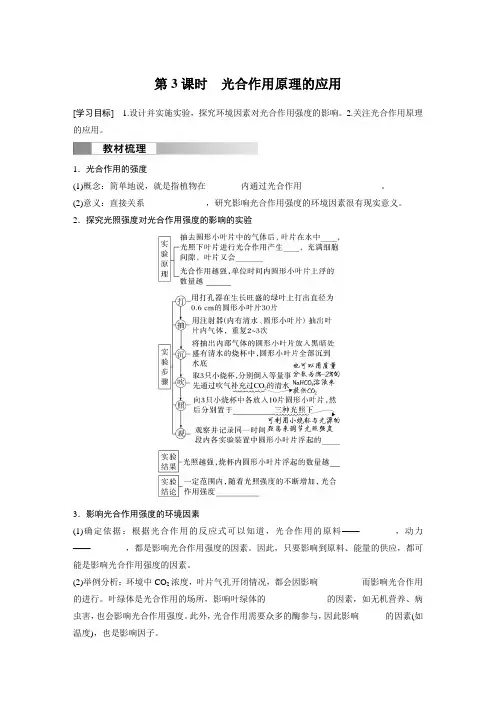 高中生物必修一 同步讲义第5章 第4节 第3课时 光合作用原理的应用