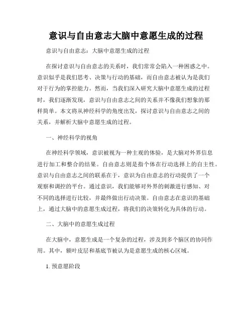意识与自由意志大脑中意愿生成的过程