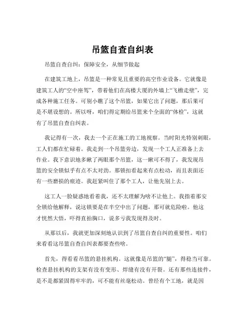 吊篮自查自纠表