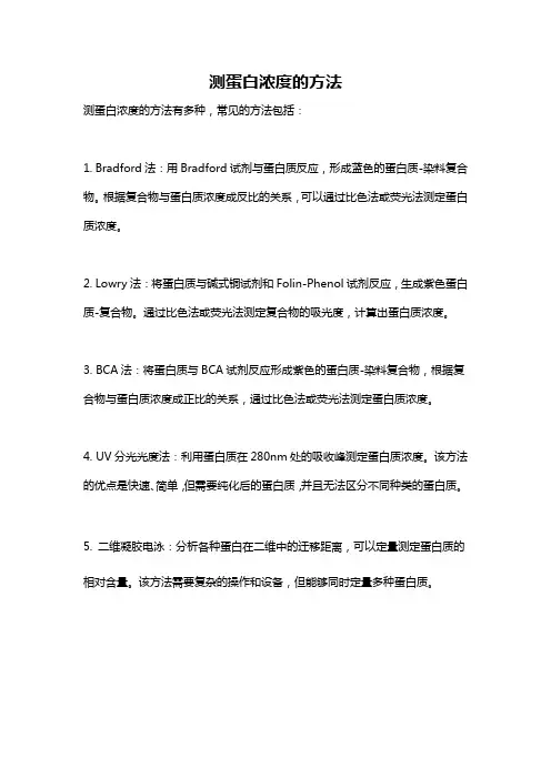 测蛋白浓度的方法