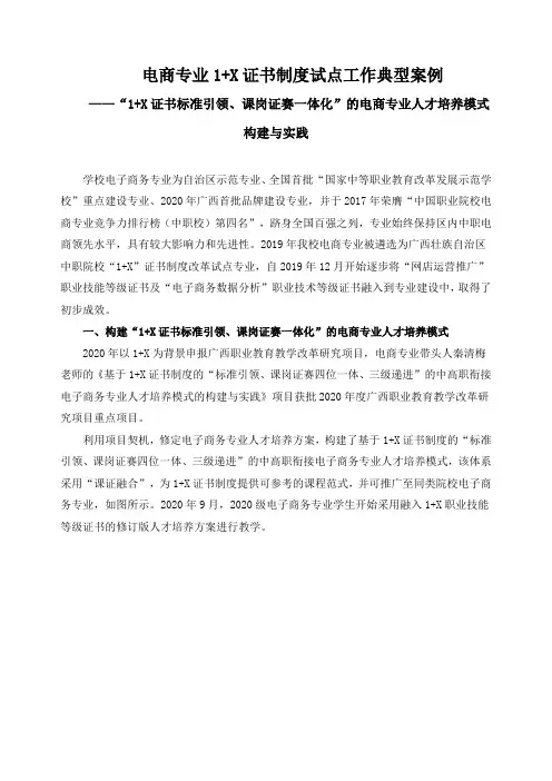 电商专业1+X证书制度试点工作典型案例