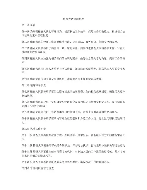 稽查大队管理制度