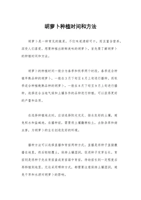 胡萝卜种植时间和方法