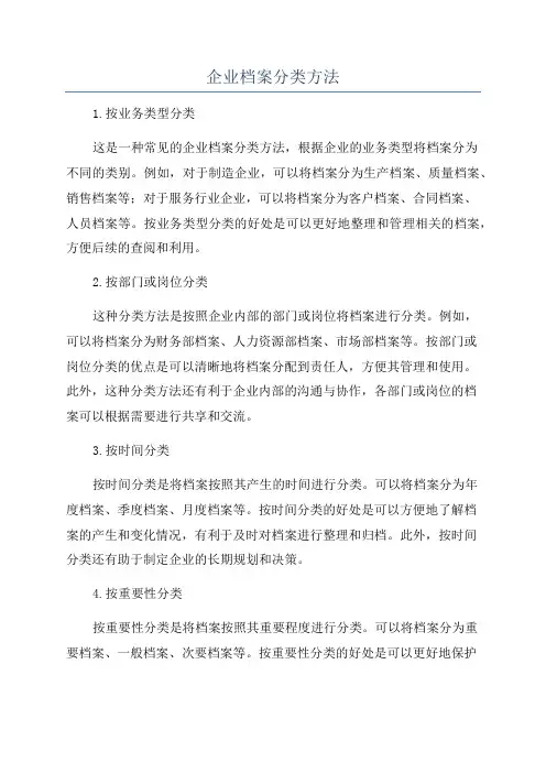 企业档案分类方法