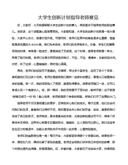 大学生创新计划指导老师意见