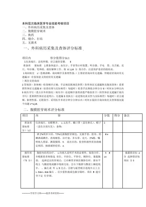 外科技能考核指标