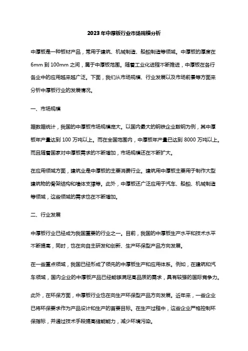 2023年中厚板行业市场规模分析