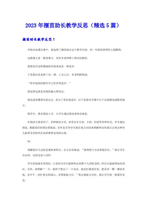 2023年揠苗助长教学反思(精选5篇)